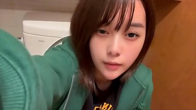 A college schoolgirl who hasn't had sex with her long-distance boyfriend and can't help but wank in the store's bathroom.