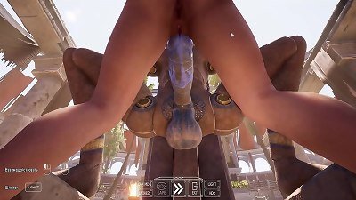 Lara joys a huge statue's rod in the arena 3 dimensional hentai Game