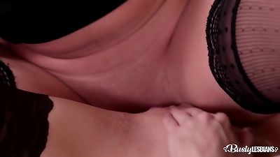 busty lesbos Chessie Kay & Donna Bell fill their wet pinks with puffies